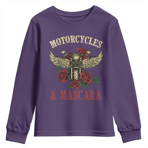 Motorcycle Women Biker Youth Sweatshirt Motorcycles And Mascara Roses TS14 Purple Print Your Wear