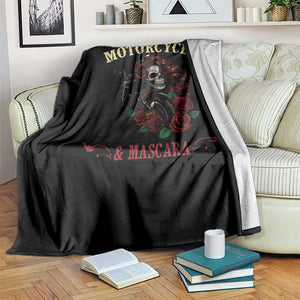Skeleton Motorcycle Biker Throw Blanket Motorcycles And Mascara Roses TS14 Print Your Wear