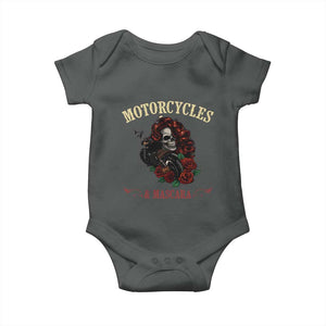 Skeleton Motorcycle Biker Baby Onesie Motorcycles And Mascara Roses TS14 Dark Heather Print Your Wear