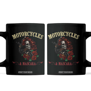 Skeleton Motorcycle Biker Coffee Mug Motorcycles And Mascara Roses TS14 Black Print Your Wear