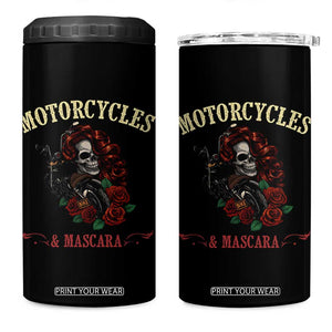 Skeleton Motorcycle Biker 4 in 1 Can Cooler Tumbler Motorcycles And Mascara Roses TS14 One Size: 16 oz Black Print Your Wear