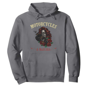 Skeleton Motorcycle Biker Hoodie Motorcycles And Mascara Roses TS14 Charcoal Print Your Wear