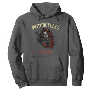 Skeleton Motorcycle Biker Hoodie Motorcycles And Mascara Roses TS14 Dark Heather Print Your Wear