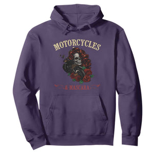Skeleton Motorcycle Biker Hoodie Motorcycles And Mascara Roses TS14 Purple Print Your Wear