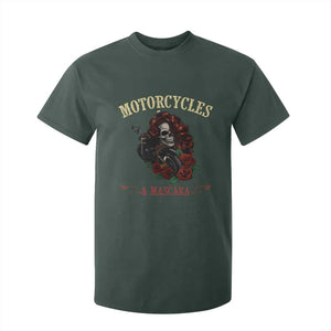 Skeleton Motorcycle Biker T Shirt For Kid Motorcycles And Mascara Roses TS14 Dark Forest Green Print Your Wear