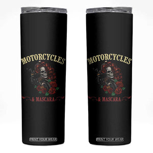 Skeleton Motorcycle Biker Skinny Tumbler Motorcycles And Mascara Roses TS14 Black Print Your Wear