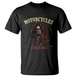 Skeleton Motorcycle Biker T Shirt Motorcycles And Mascara Roses TS14 Black Print Your Wear