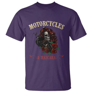 Skeleton Motorcycle Biker T Shirt Motorcycles And Mascara Roses TS14 Purple Print Your Wear