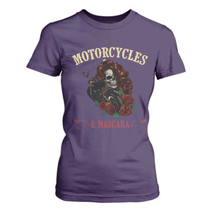 Skeleton Motorcycle Biker T Shirt For Women Motorcycles And Mascara Roses TS14 Purple Print Your Wear