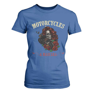 Skeleton Motorcycle Biker T Shirt For Women Motorcycles And Mascara Roses TS14 Royal Blue Print Your Wear