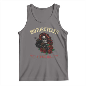 Skeleton Motorcycle Biker Tank Top Motorcycles And Mascara Roses TS14 Deep Heather Print Your Wear
