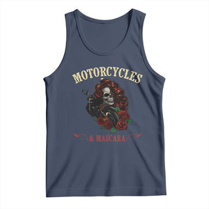 Skeleton Motorcycle Biker Tank Top Motorcycles And Mascara Roses TS14 Navy Print Your Wear