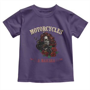 Skeleton Motorcycle Biker Toddler T Shirt Motorcycles And Mascara Roses TS14 Purple Print Your Wear