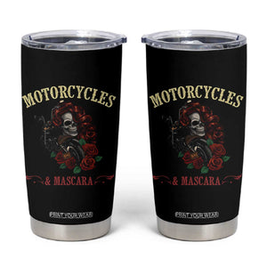 Skeleton Motorcycle Biker Tumbler Cup Motorcycles And Mascara Roses TS14 Black Print Your Wear