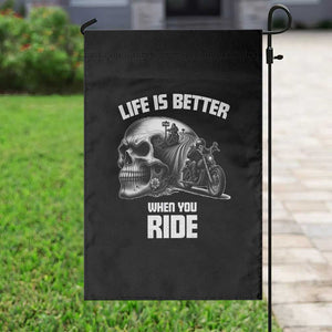Funny Biker Skeleton Motorcycle Rider Garden Flag Life Is Better When You Ride TS14 Print Your Wear
