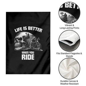 Funny Biker Skeleton Motorcycle Rider Garden Flag Life Is Better When You Ride TS14 Print Your Wear