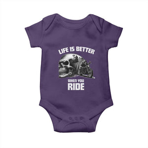 Funny Biker Skeleton Motorcycle Rider Baby Onesie Life Is Better When You Ride TS14 Purple Print Your Wear