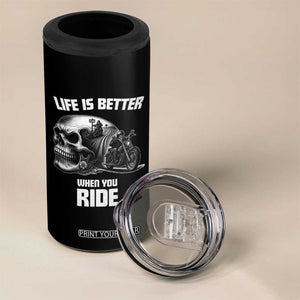 Funny Biker Skeleton Motorcycle Rider 4 in 1 Can Cooler Tumbler Life Is Better When You Ride TS14 Print Your Wear