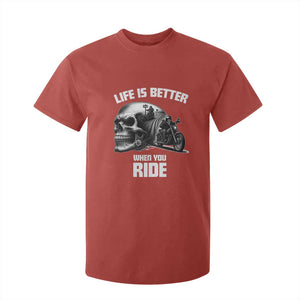 Funny Biker Skeleton Motorcycle Rider T Shirt For Kid Life Is Better When You Ride TS14 Red Print Your Wear