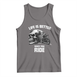 Funny Biker Skeleton Motorcycle Rider Tank Top Life Is Better When You Ride TS14 Deep Heather Print Your Wear