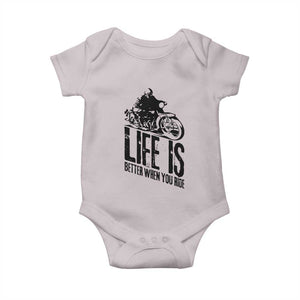 Funny Motorcycle Biker Baby Onesie Life Is Better When You Ride TS14 Ice Gray Print Your Wear