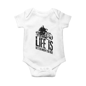 Funny Motorcycle Biker Baby Onesie Life Is Better When You Ride TS14 White Print Your Wear