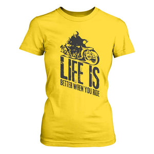 Funny Motorcycle Biker T Shirt For Women Life Is Better When You Ride TS14 Daisy Print Your Wear