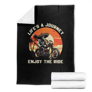 Funny Skeleton Mexican Motorcycle Biker Throw Blanket Life Is A Journey Enjoy the Ride TS14 Black Print Your Wear