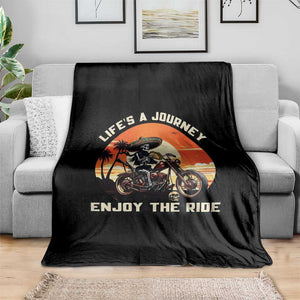 Funny Skeleton Mexican Motorcycle Biker Throw Blanket Life Is A Journey Enjoy the Ride TS14 Print Your Wear
