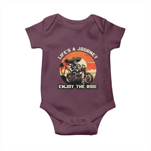 Funny Skeleton Mexican Motorcycle Biker Baby Onesie Life Is A Journey Enjoy the Ride TS14 Maroon Print Your Wear