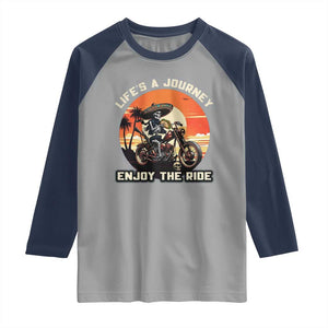 Funny Skeleton Mexican Motorcycle Biker Raglan Shirt Life Is A Journey Enjoy the Ride TS14 Sport Gray Navy Print Your Wear