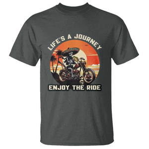 Funny Skeleton Mexican Motorcycle Biker T Shirt Life Is A Journey Enjoy the Ride TS14 Dark Heather Print Your Wear