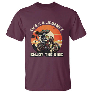 Funny Skeleton Mexican Motorcycle Biker T Shirt Life Is A Journey Enjoy the Ride TS14 Maroon Print Your Wear