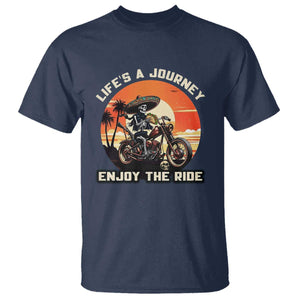 Funny Skeleton Mexican Motorcycle Biker T Shirt Life Is A Journey Enjoy the Ride TS14 Navy Print Your Wear