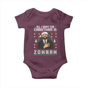 Zohran Mamdani Christmas Baby Onesie All I Want For Xmas Is New York City TS14 Maroon Print Your Wear
