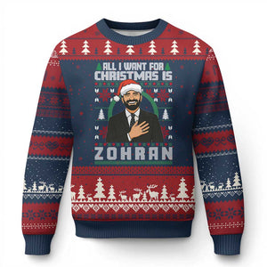 Zohran Mamdani Xmas Ugly Christmas Sweater All I Want For Xmas Is New York City TS14 Navy Red Print Your Wear