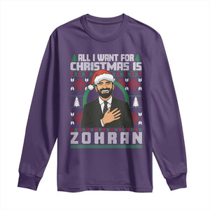 Zohran Mamdani Christmas Long Sleeve Shirt All I Want For Xmas Is New York City TS14 Purple Print Your Wear