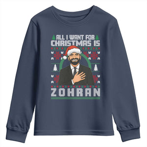 Zohran Mamdani Christmas Youth Sweatshirt All I Want For Xmas Is New York City TS14 Navy Print Your Wear