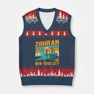 Zohran Mamdani NYC Mayor V-Neck Knit Sweater Vest TS14 Navy Red Print Your Wear