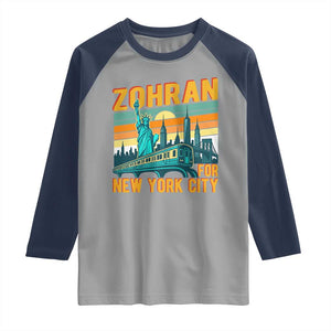 Zohran Mamdani NYC Mayor Raglan Shirt TS14 Sport Gray Navy Print Your Wear