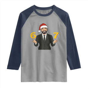 67 Six Seven Zohran Mamdani Christmas Raglan Shirt TS14 Sport Gray Navy Print Your Wear
