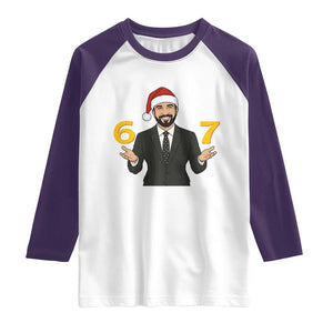 67 Six Seven Zohran Mamdani Christmas Raglan Shirt TS14 White Purple Print Your Wear