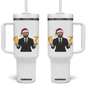 67 Six Seven Zohran Mamdani Christmas Tumbler With Handle TS14 One Size: 40 oz White Print Your Wear
