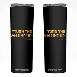 Turn The Volume Up Skinny Tumbler Zohran Mamdani Christmas - Print Your Wear