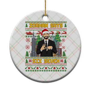 67 Six Seven Zohran Mamdani Christmas Ceramic Ornament Progressive Democrats - Print Your Wear