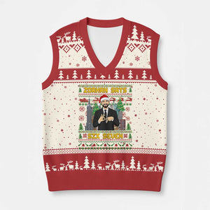 67 Six Seven Zohran Mamdani Xmas V-Neck Knit Sweater Vest Progressive Democrats TS14 Beige Red Print Your Wear