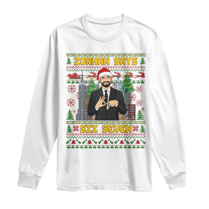 67 Six Seven Zohran Mamdani Christmas Long Sleeve Shirt Progressive Democrats TS14 White Print Your Wear