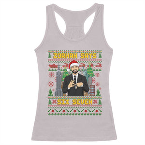 67 Six Seven Zohran Mamdani Christmas Racerback Tank Top Progressive Democrats TS14 Ice Gray Print Your Wear