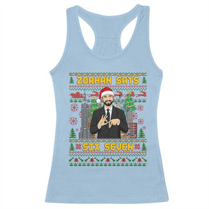 67 Six Seven Zohran Mamdani Christmas Racerback Tank Top Progressive Democrats TS14 Light Blue Print Your Wear