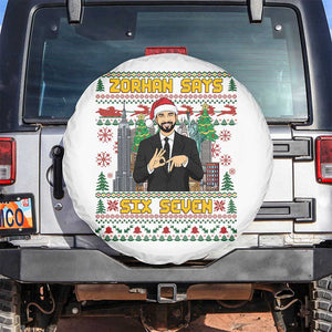67 Six Seven Zohran Mamdani Christmas Spare Tire Cover Progressive Democrats TS14 No hole White Print Your Wear